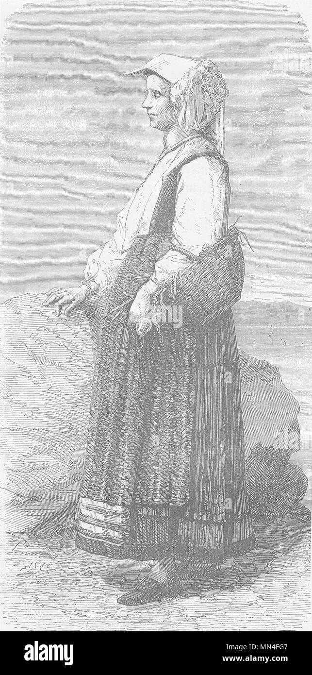 Italien. Bäuerin von Campiglia, in der nähe von La Spezia 1893 alte antike Bild drucken Stockfoto