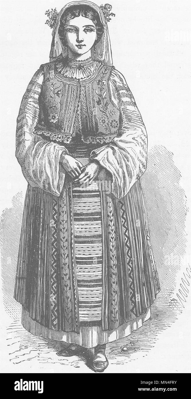 Rumänien. Walachische Bäuerin 1893 alte antike vintage Bild drucken Stockfoto