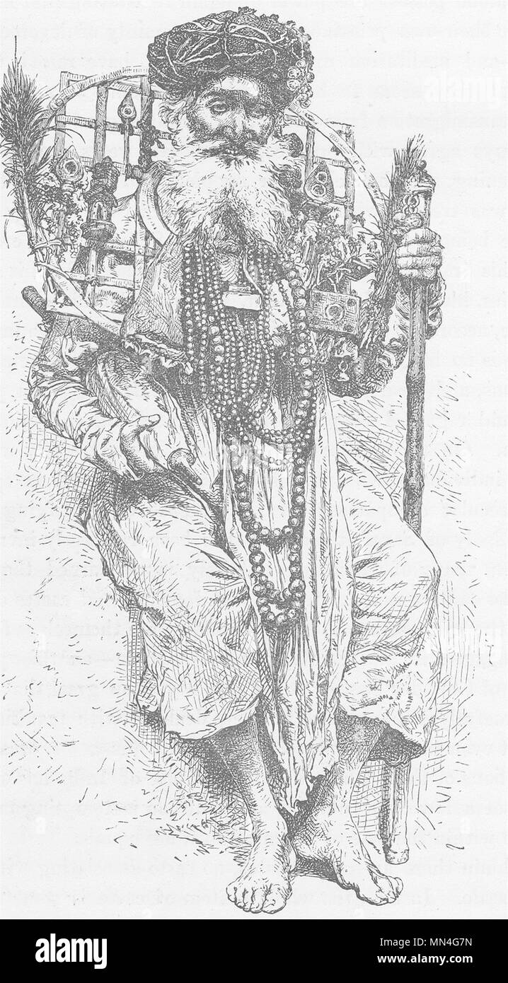 Indien. Indischer Fakir mit einem großen stirnreif aus Eisen um seinen Hals 1892 Stockfoto