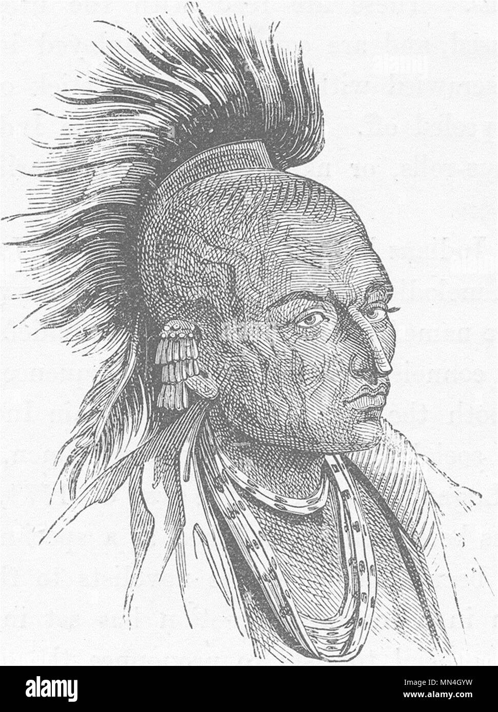 USA. Nordamerikanischen Indian Art von Gesicht (ojibway) 1890 alten, antiken Drucken Stockfoto