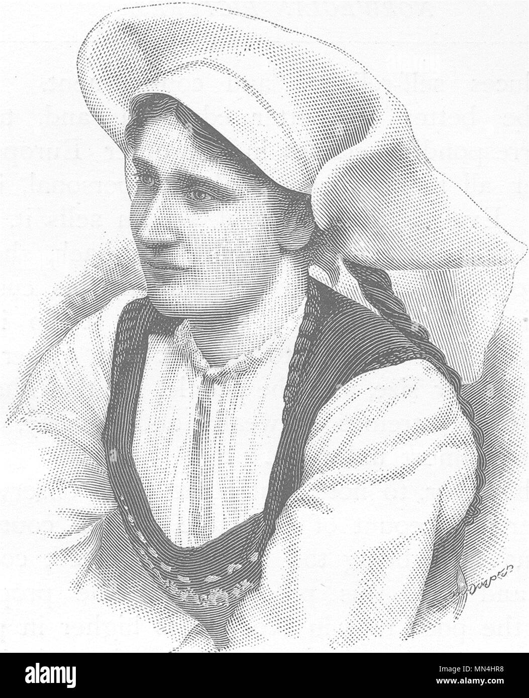 Norwegen. Ein Skandinavier Mädchen, Hardanger Bezirk. Kleine 1890 alte antike Bild drucken Stockfoto