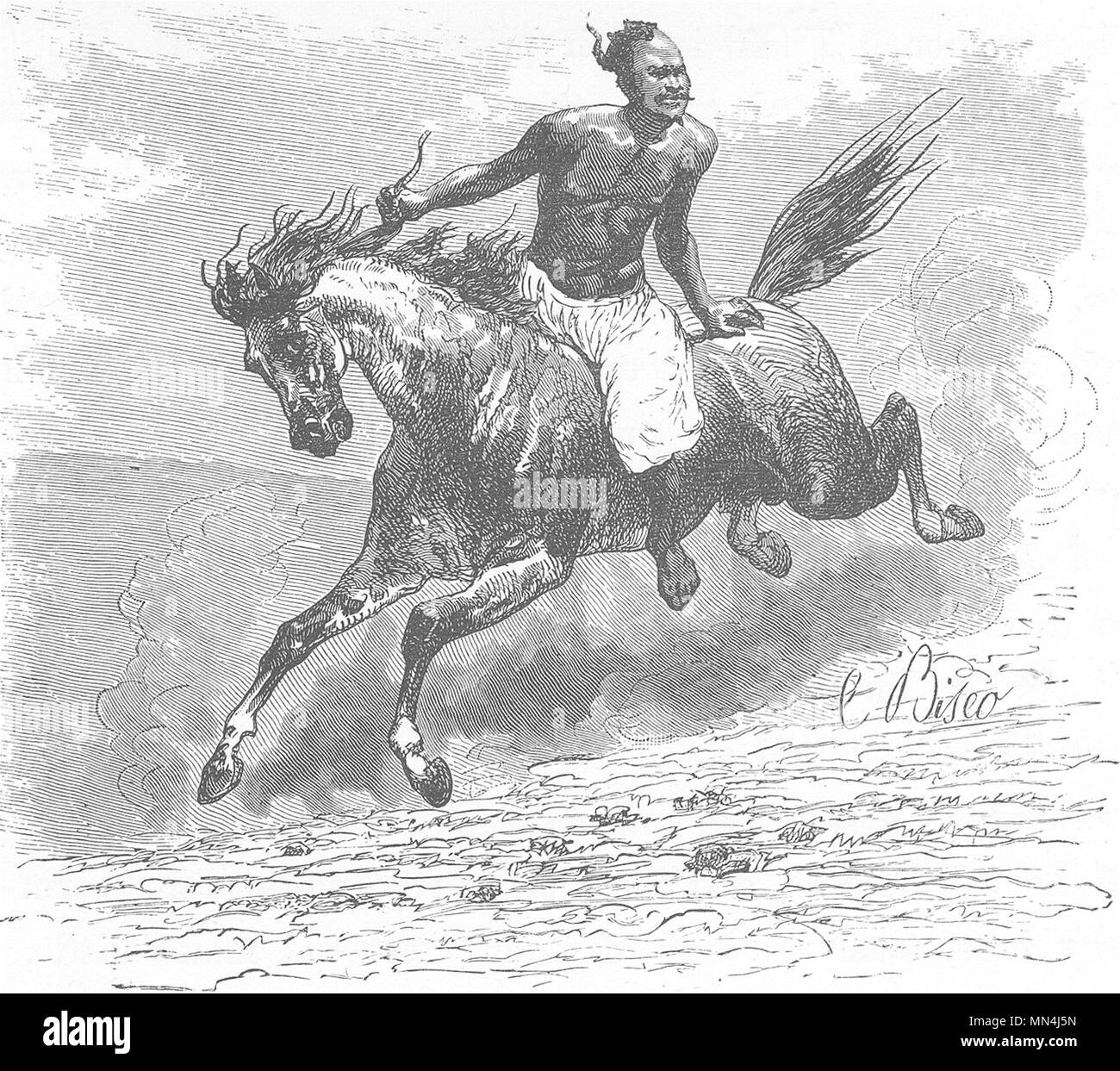 Marokko. Das Pferd - stealer 1882 alte antike vintage Bild drucken Stockfoto