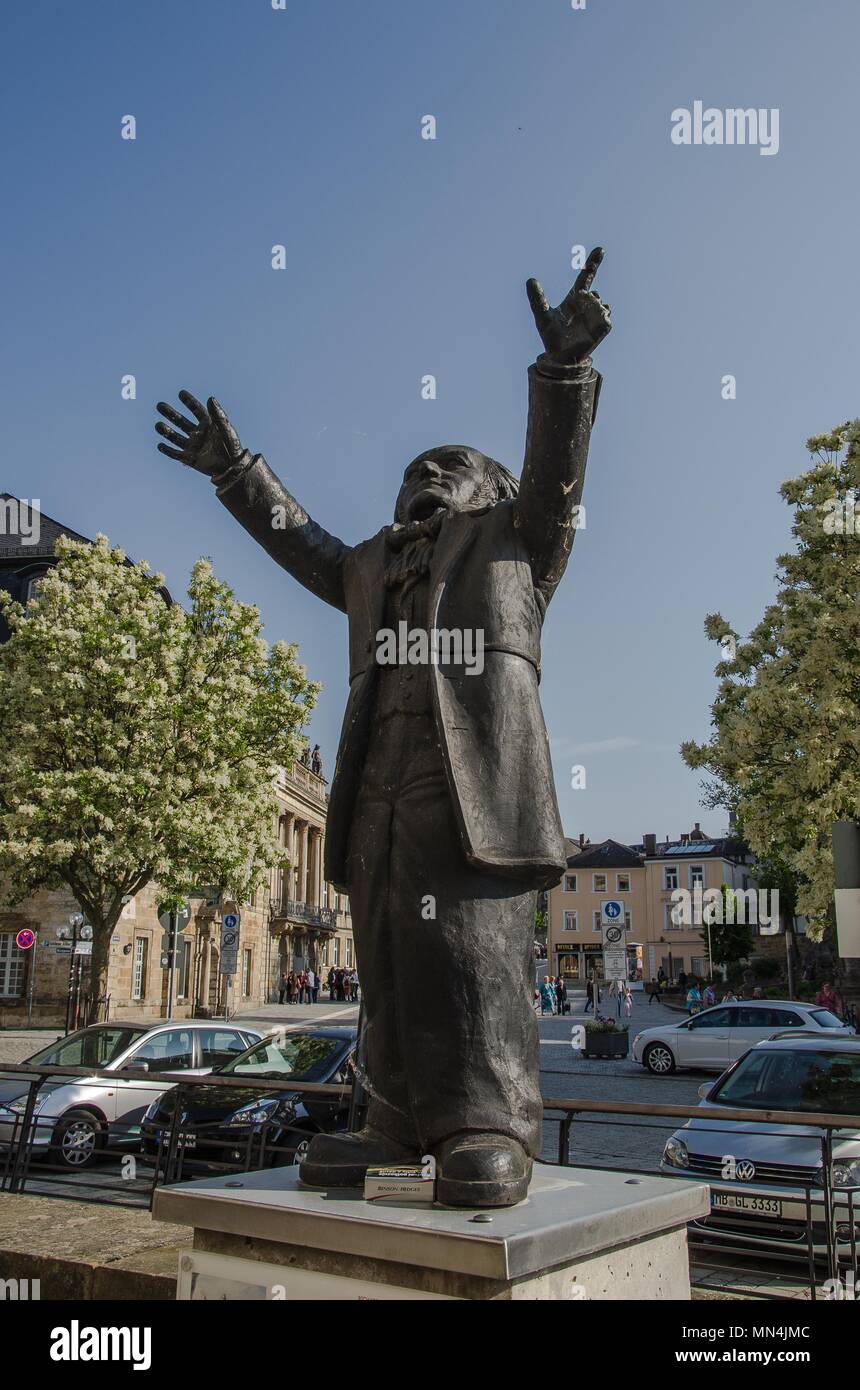 Bayreuth ist eine Stadt, die Historisch gewachsen als Markgräfliche Residenz und ist inzwischen weltberühmt, weil der Richard Wagner Festival. Stockfoto