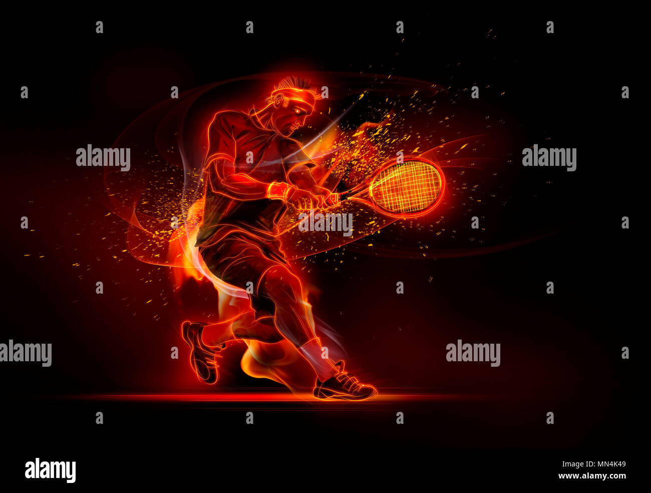 Computer generierten Bildes starken männlichen Tennisspieler Stockfoto
