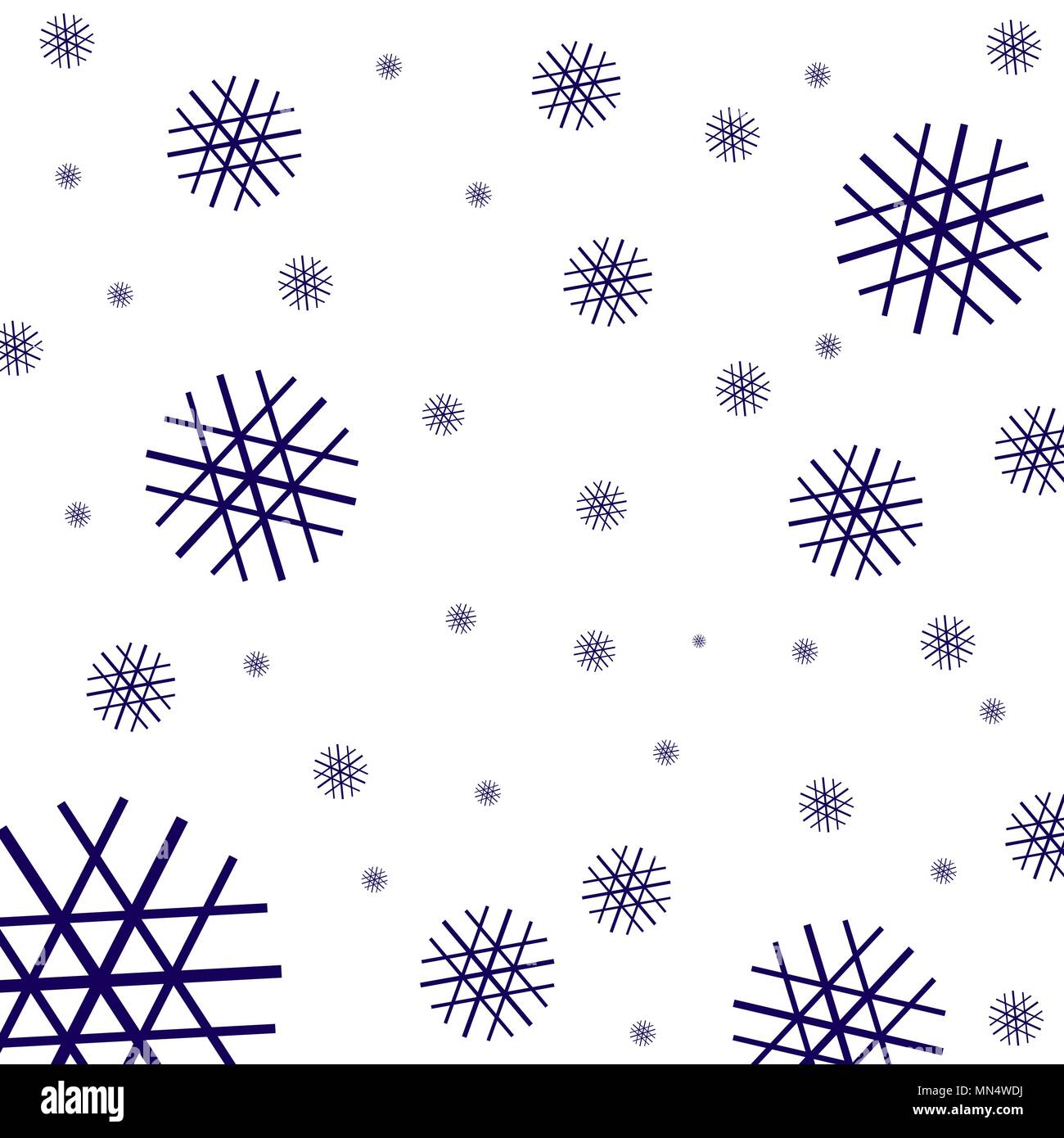 Wallpaper von linearen Schneeflocken auf weißem Hintergrund Stock Vektor