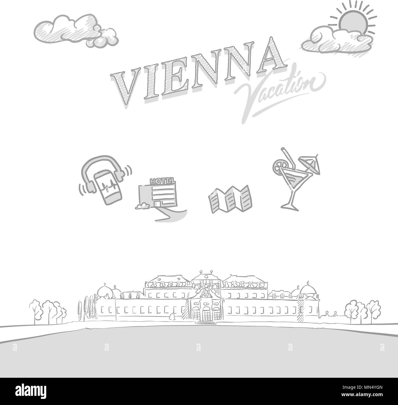 Wien travel Marketing abdecken, von Hand erstellt einen Vektor Skizzen Stock Vektor