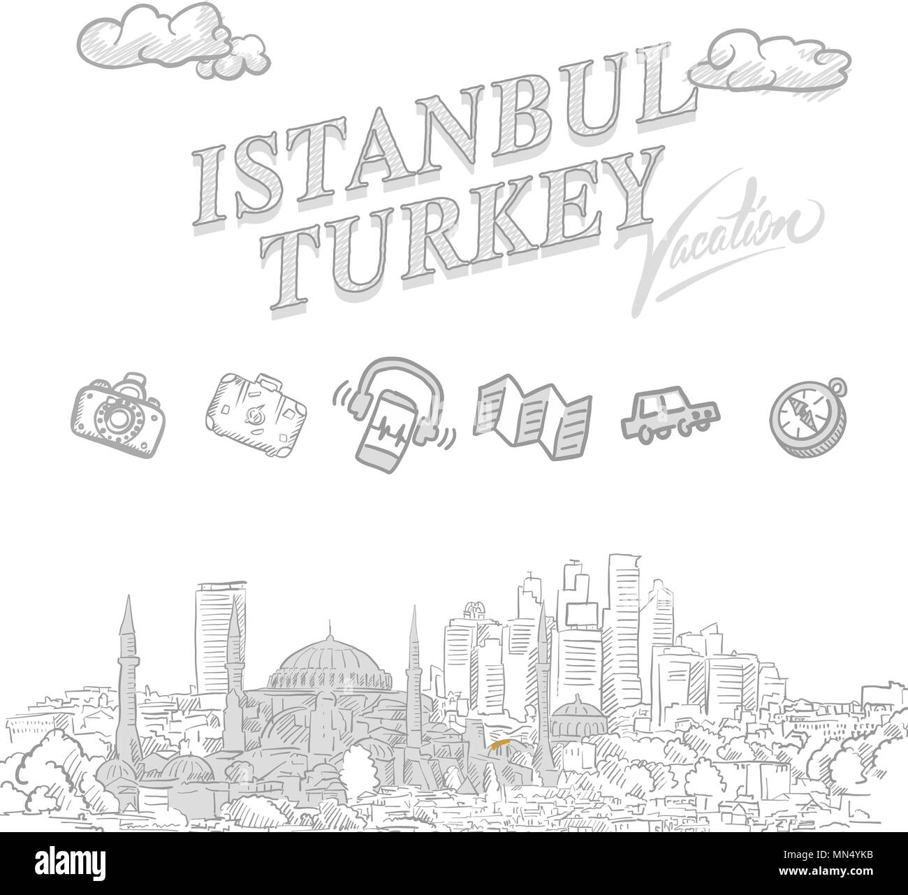 Istanbul reisen Marketing abdecken, von Hand erstellt einen Vektor Skizzen Stock Vektor