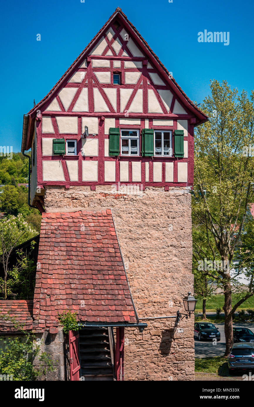 Röttingen - die Stadt der Rottingen im Taubertal an der Romantischen Straße, Bayern, Deutschland Stockfoto