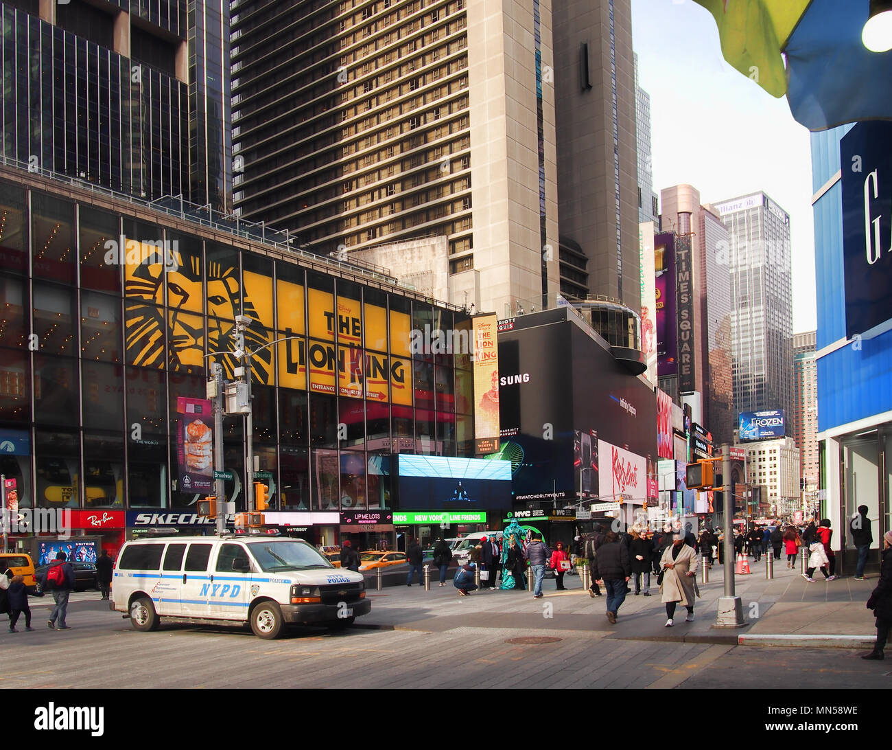 New York, New York, USA. Februar 1, 2018. Anzeigen in der Nähe von Times Square an einem Wochentag nachmittags Stockfoto