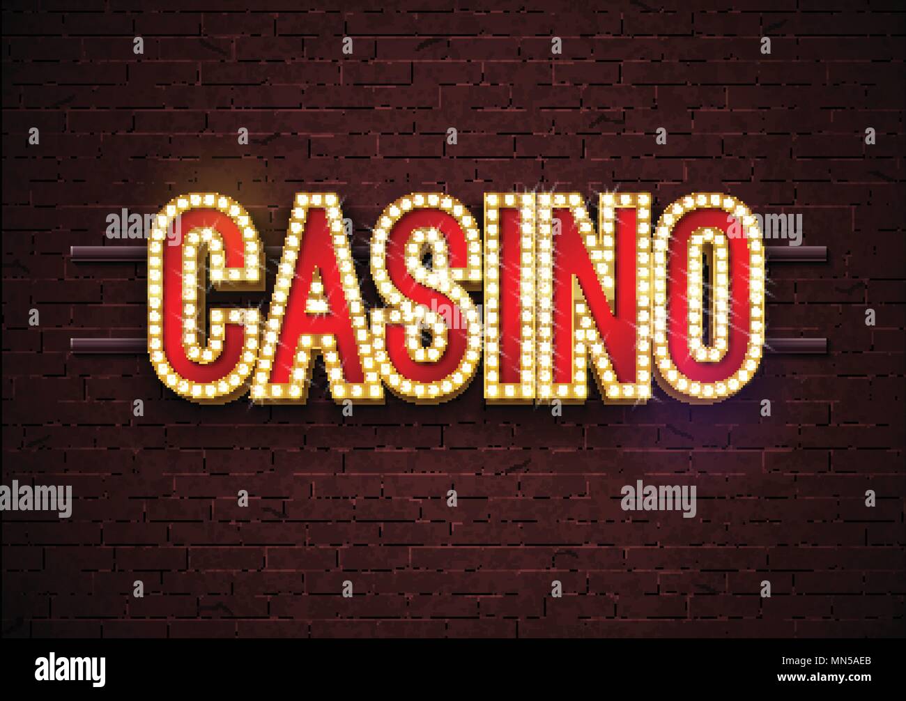 Casino Neonschild Abbildung auf der Mauer Hintergrund. Vektor licht Banner oder helle Schild Design. Stock Vektor