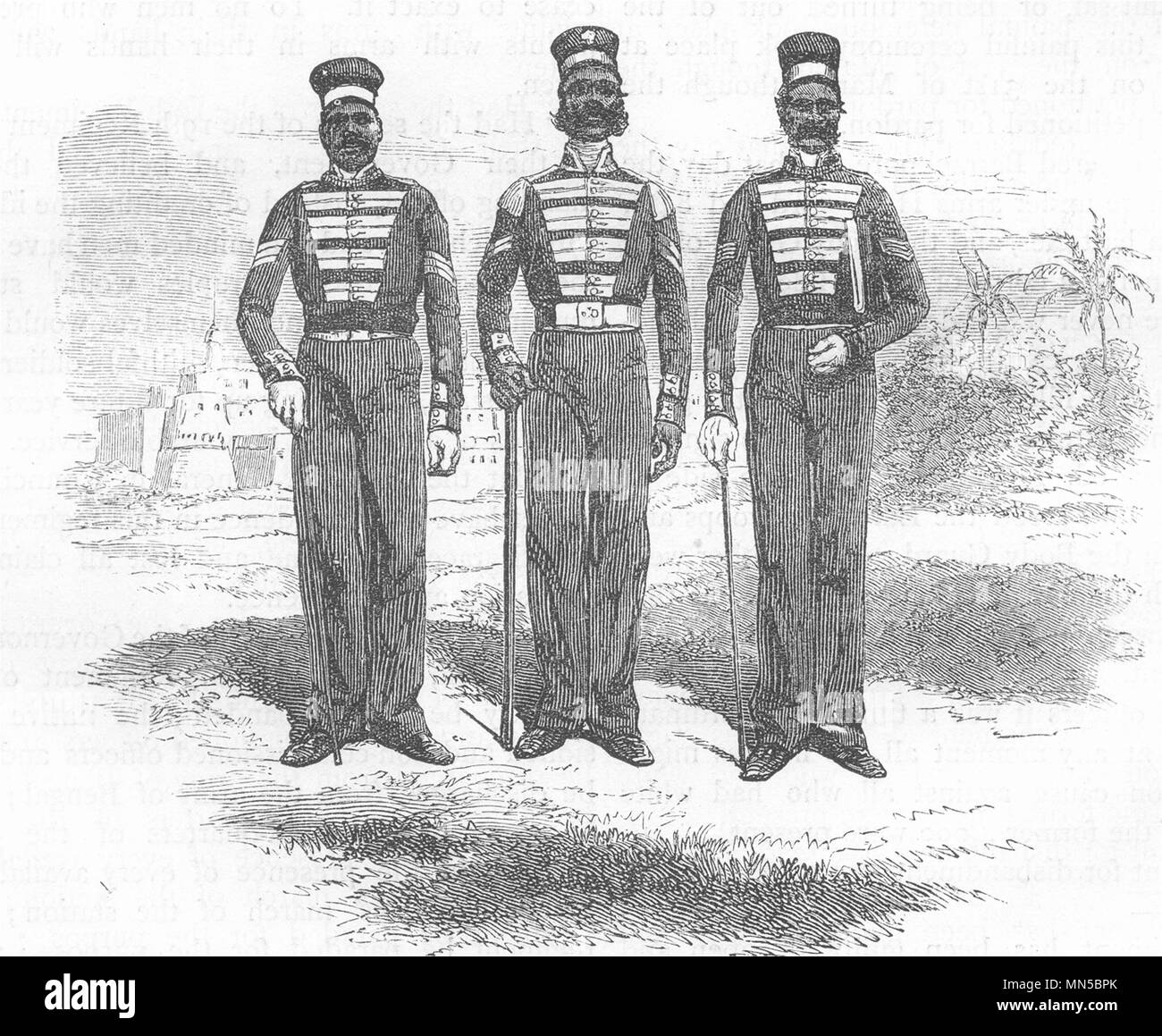 Indien. Unteroffiziere der gebürtigen Bengal Infanterie c 1880 alte Drucken Stockfoto