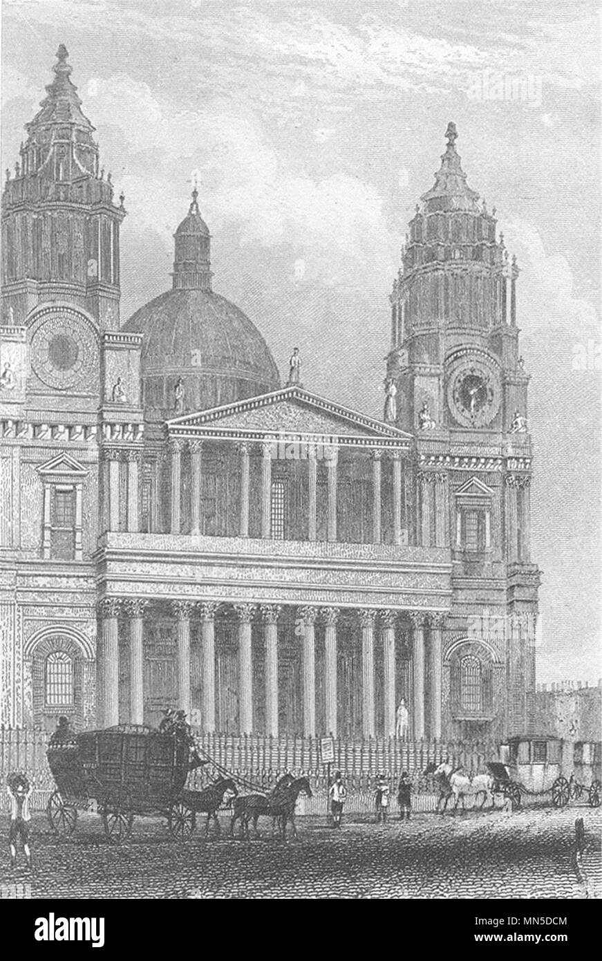 LONDON. Die St Paul's Kathedrale. Schmidt 1845 alte antike vintage Bild drucken Stockfoto