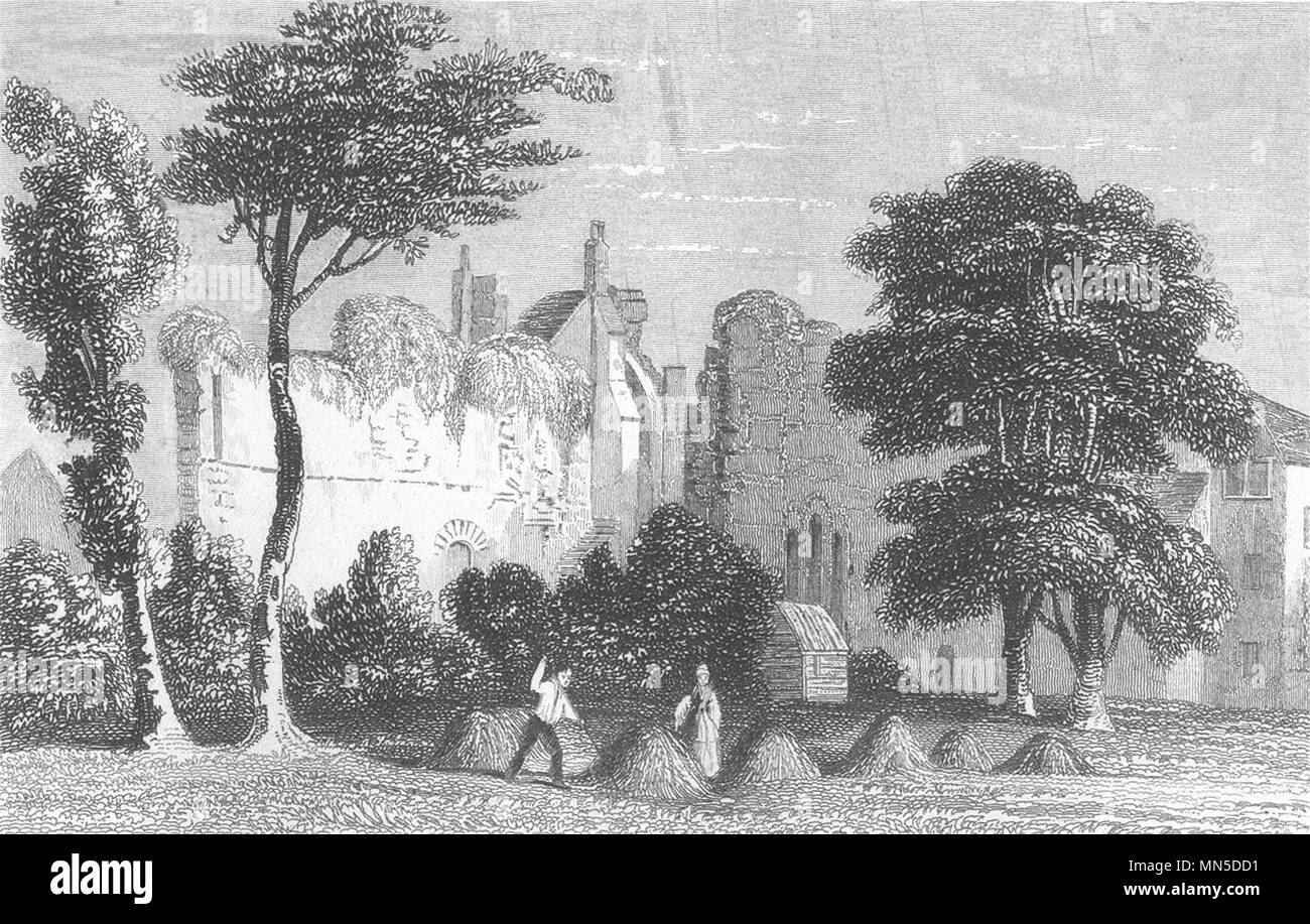 SUFFOLK. Überreste des Klosters, Bury St Edmunds. Schmidt 1845 alten Drucken Stockfoto
