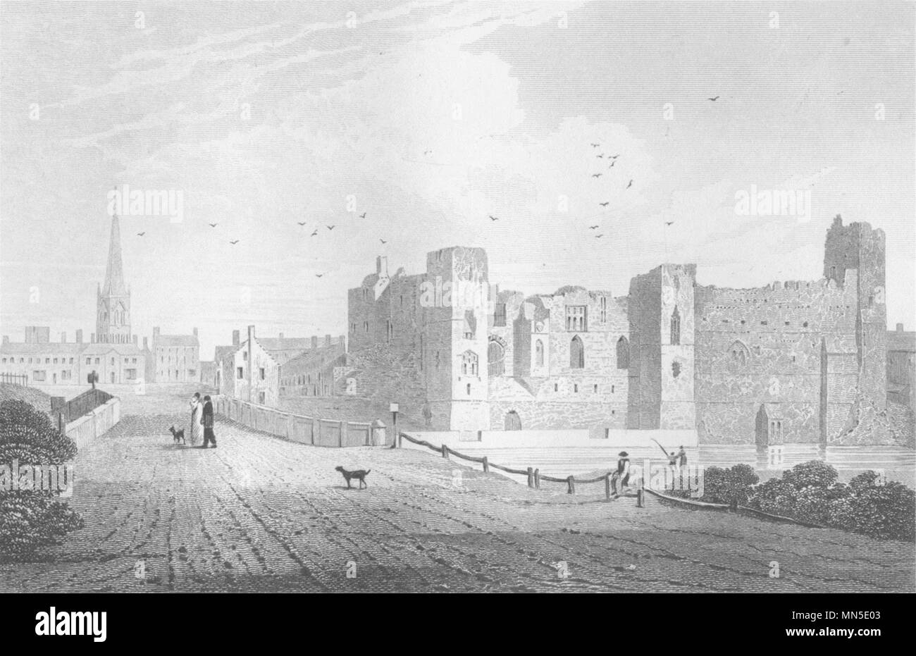 NOTTINGHAMSHIRE. Newark Castle, Nottinghamshire. Schmidt 1845 alten Drucken Stockfoto