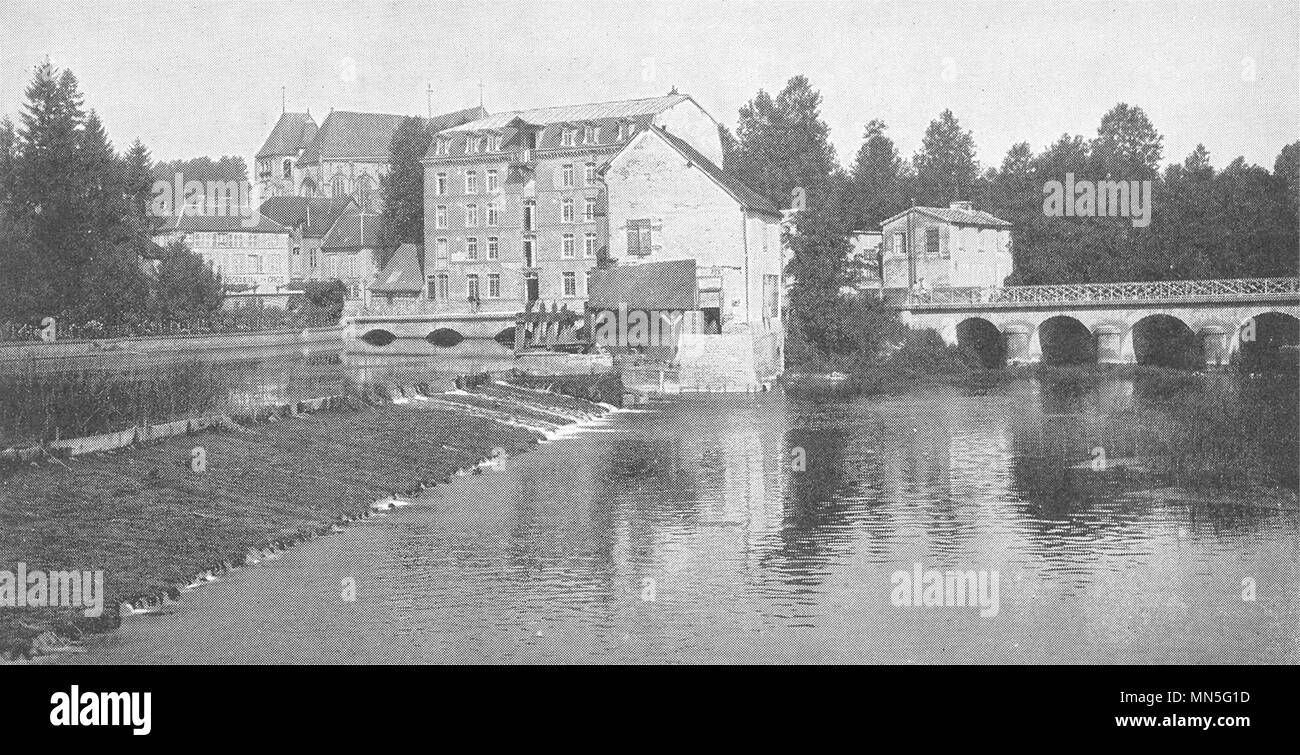 AUBE. Les Bords de la Seine Bar-sur-Seine 1900 alte antike Bild drucken Stockfoto