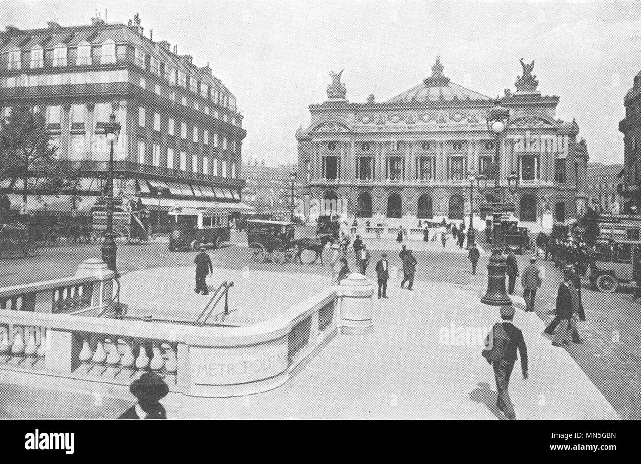 PARIS. La Place de L'Opéra 1900 alte antike vintage Bild drucken Stockfoto