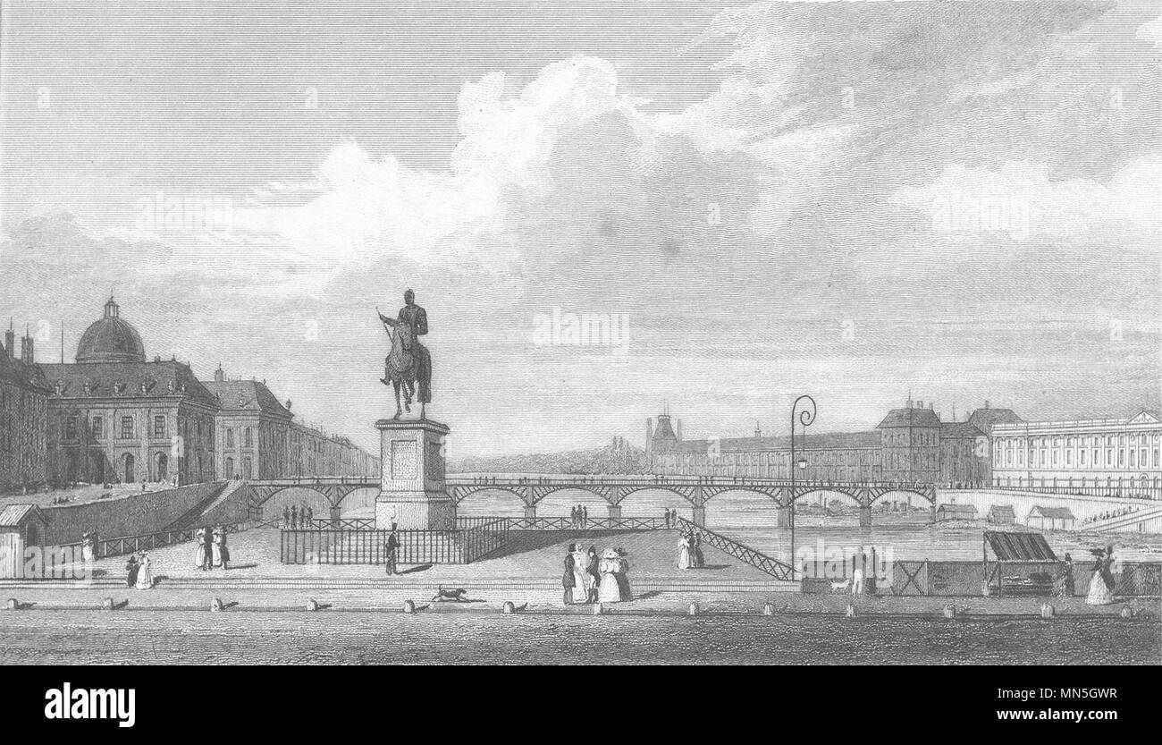 PARIS. Paris de Pont Neuf VERS L'Occident 1831 alte antike Bild drucken Stockfoto
