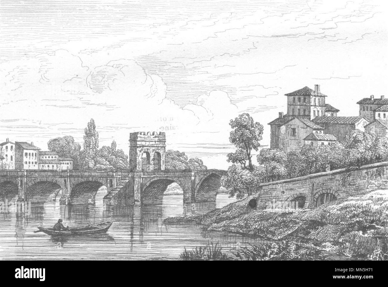 CHARENTE-MARITIME. Inférieure. Arc de Tibère Saintes 1835 alten, antiken Drucken Stockfoto