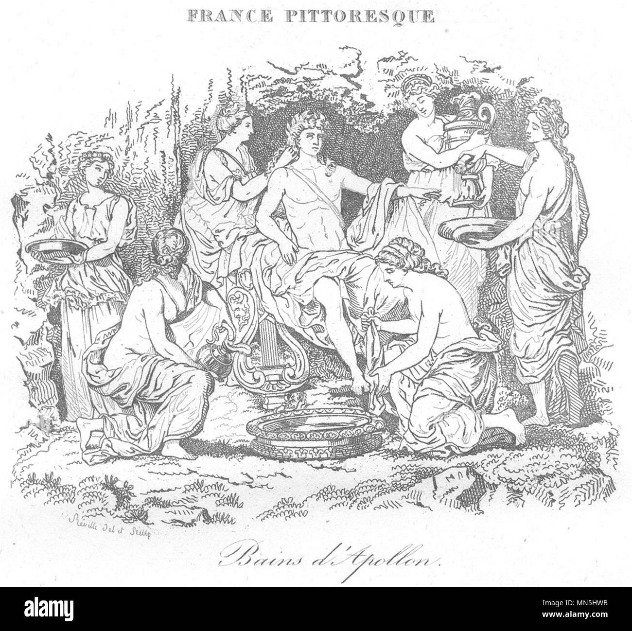 SEINE-ET-OISE. Bains d'Apollon 1835 alte antike vintage Bild drucken Stockfoto