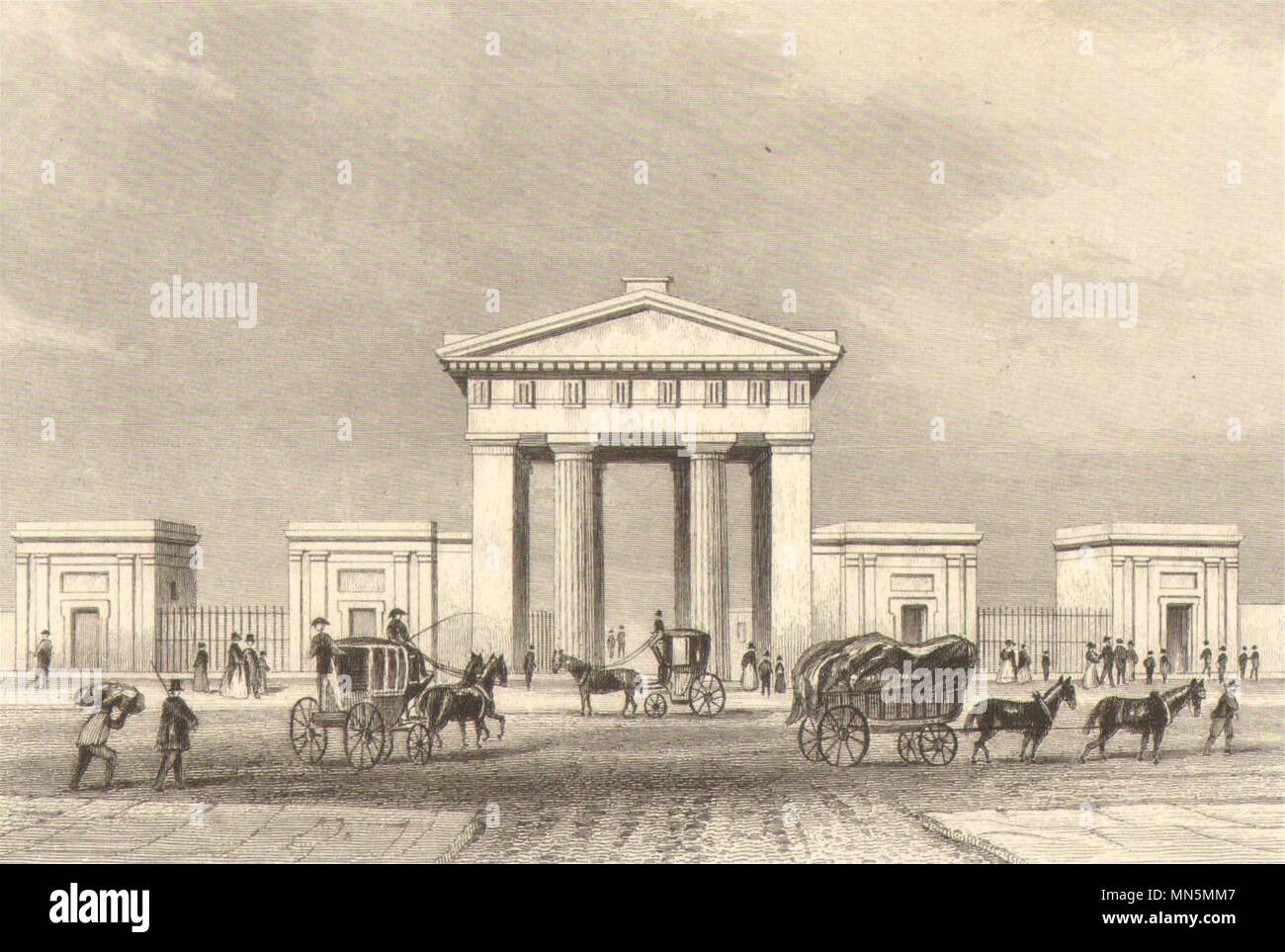 EUSTON STATION. London and Birmingham Railway Terminus. Dorischen arch. DUGDALE c 1840 Stockfoto
