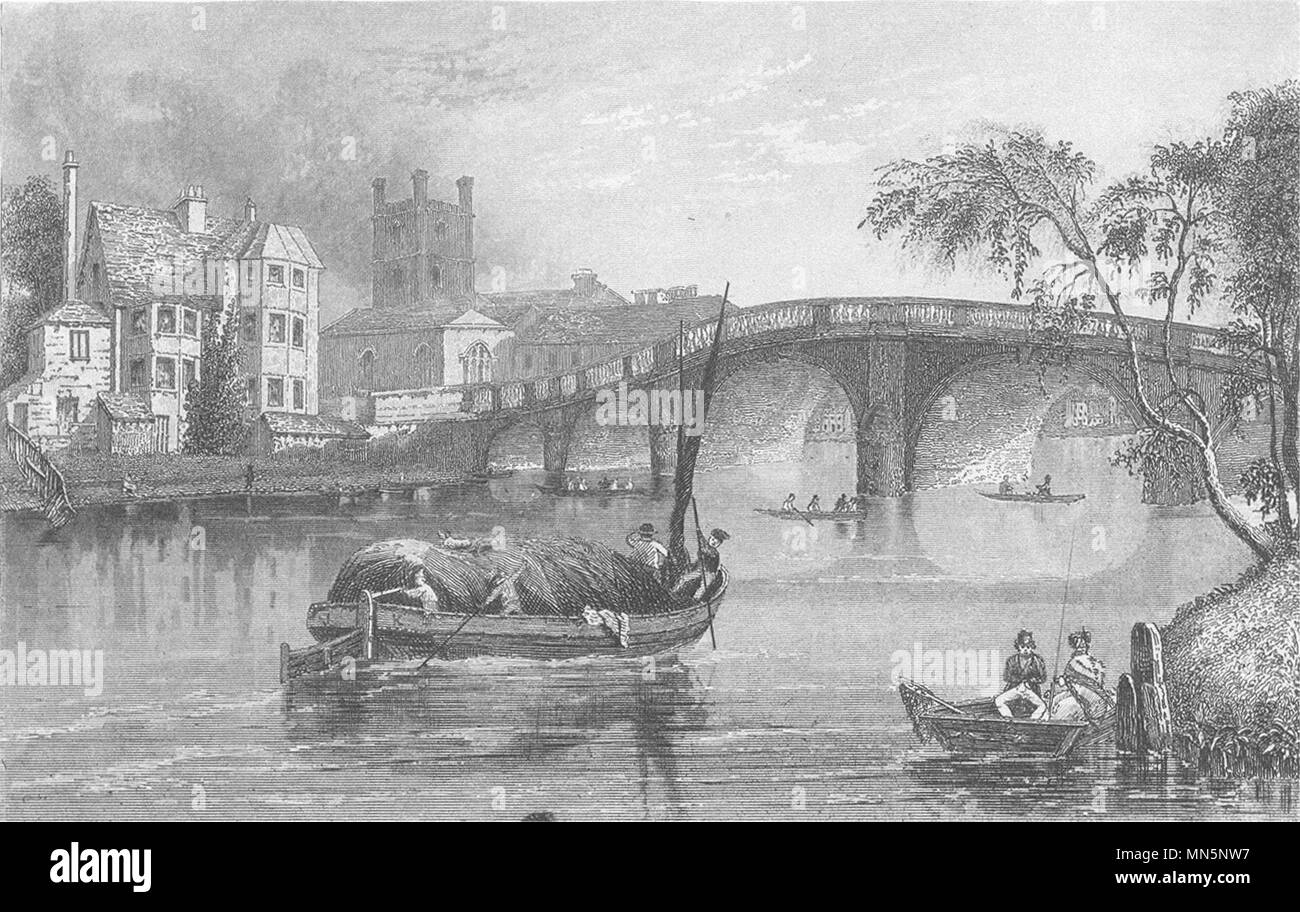 LONDON. Surrey. Kew. Brücke. River. Gute kleine Stahl (Schmidt) c 1840 Stockfoto
