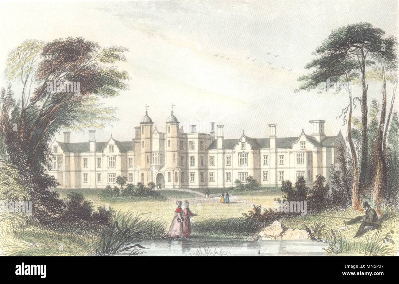 LONDON. Essex. Der Säugling Waisenhaus. Snaresbrook. (Schmidt) 1835 alte Drucken Stockfoto