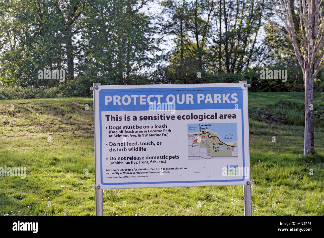 Unsere Parks in Jericho Beach Park ökologischen Bereich, Vancouver, BC, Kanada Schützen Stockfoto