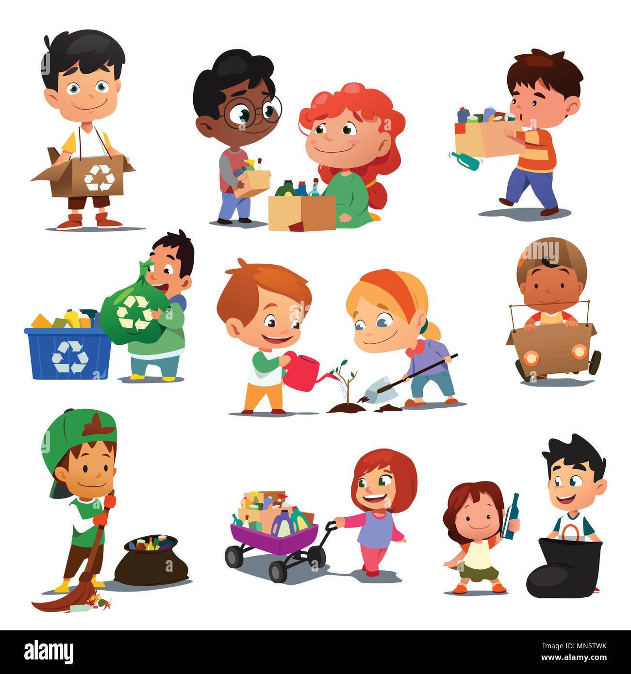 Ein Vektor Illustration von Kindern Recycling Stock Vektor