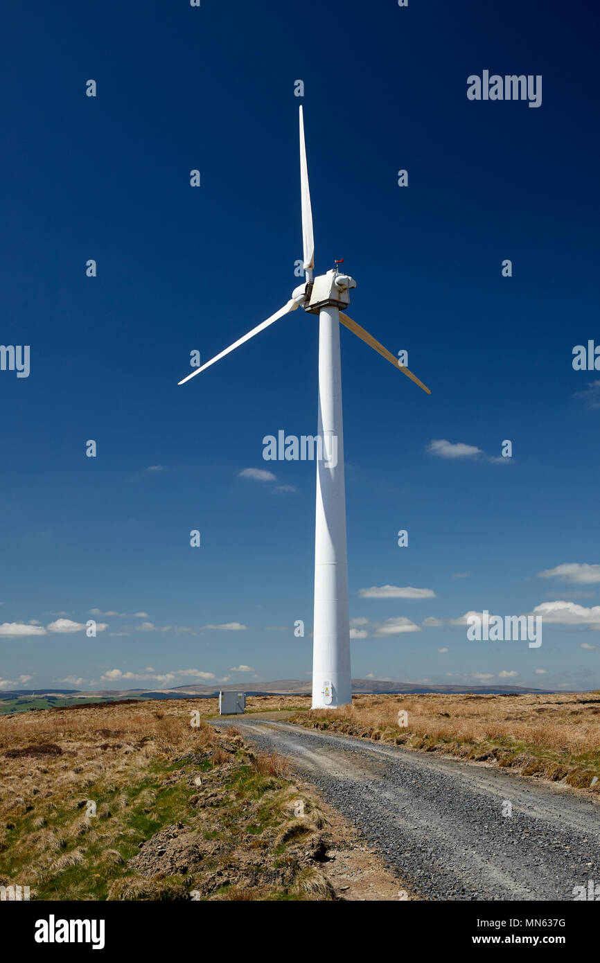 Wind Turbine bei Penrhyddlan & Llidiartywaum Wind Farm in der Nähe von newtown Powys Wales, Großbritannien Stockfoto