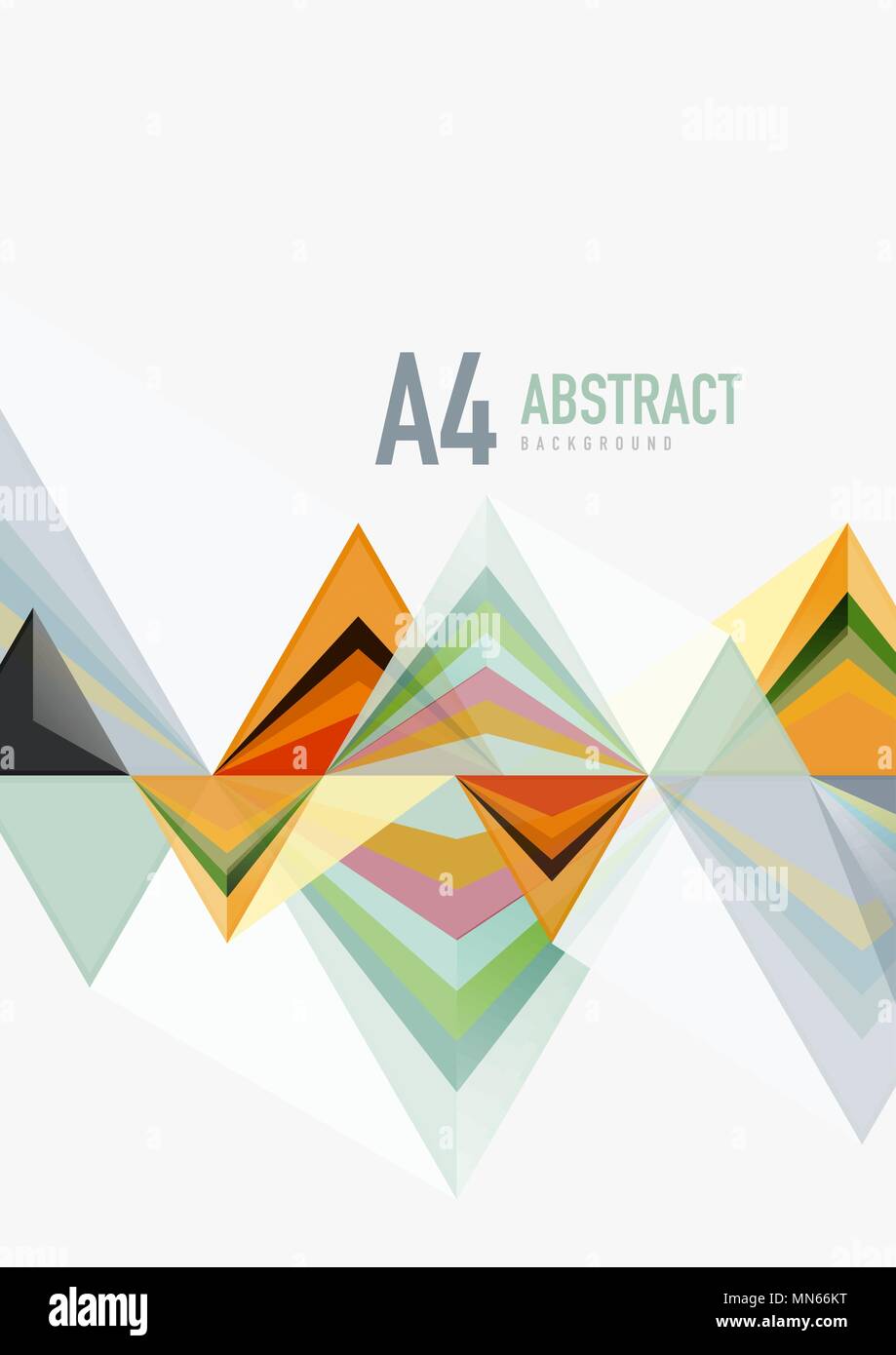 Dreieckige Low Poly Vektor Format a4 geometrische abstrakte Vorlage. Dreieckige Low Poly Vektor Format a4 geometrische abstrakte Vorlage. Bunte Dreiecke auf hellen Hintergrund, futuristischer Techno oder Business Design Stock Vektor