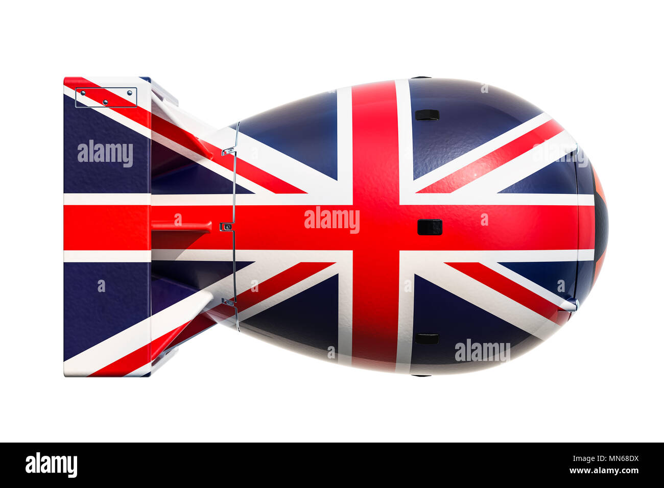 British Nuclear weapon Konzept, 3D-Rendering auf weißem Hintergrund Stockfoto