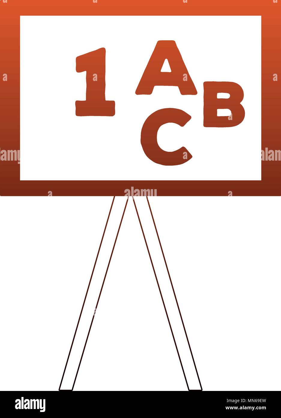 Schule Tafel mit Zahlen und Buchstaben in orange und weiß Farben Stock Vektor