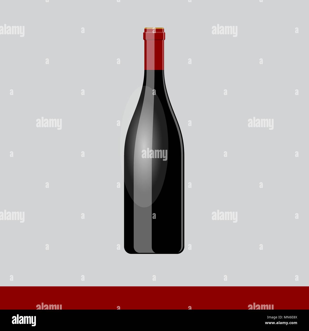 Schwarz Wein Flasche ohne Etikett auf grauem Hintergrund Stock Vektorgrafik Alamy