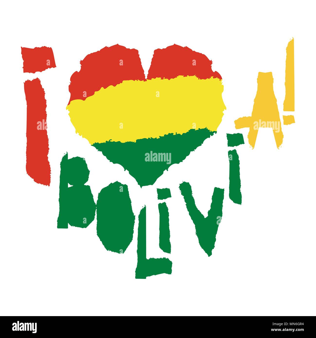 Liebe Bolivien, Amerika. Vintage Nationalflagge in Silhouette des Herzens zerrissenes Papier Textur stil Independence day Hintergrund gute Idee für Retro Abzeichen verbieten Stock Vektor