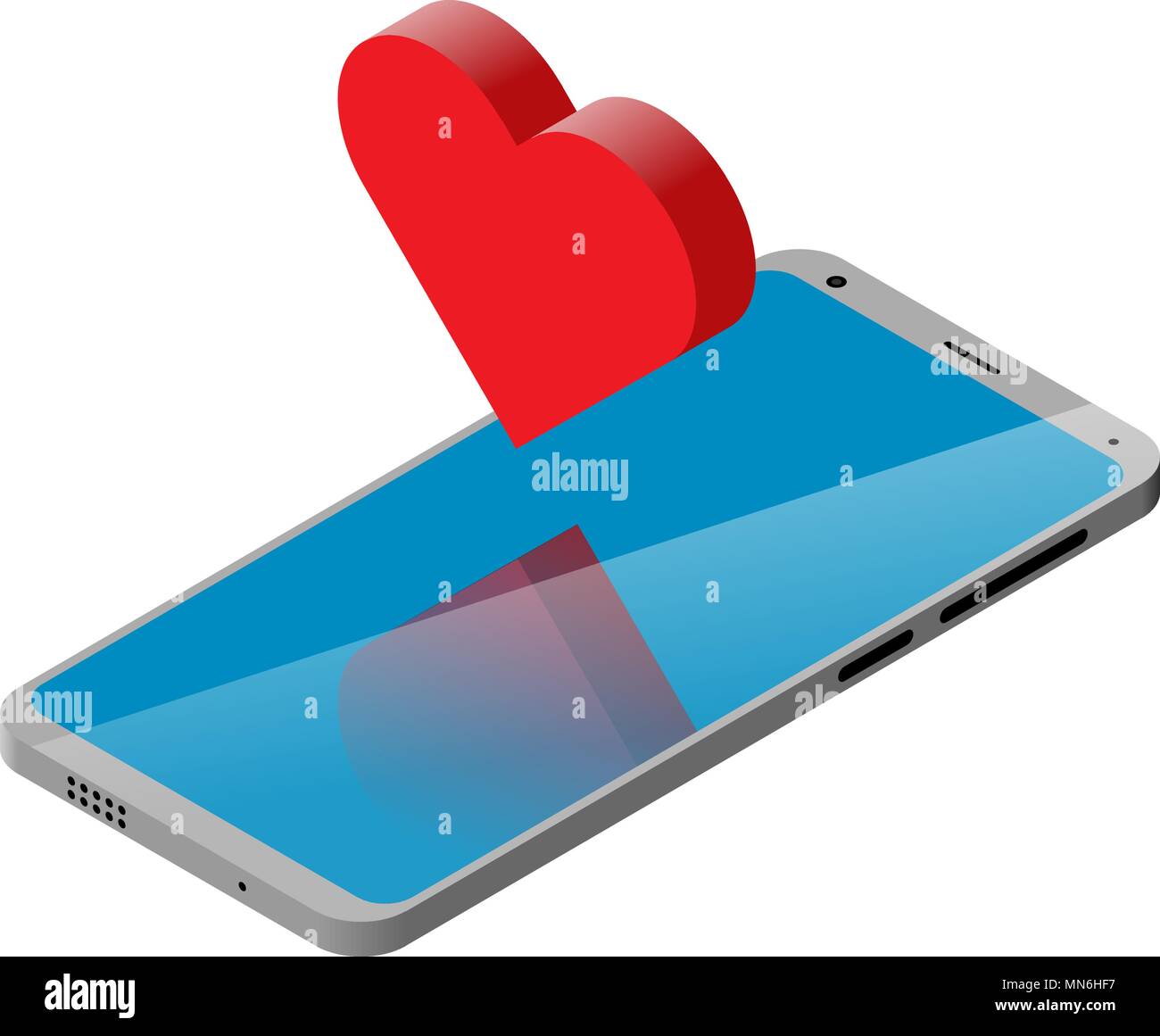 Handy Ist Isometrie Und Rotes Herz Ist Aus Ihm Heraus Isoliert Stock Vektorgrafik Alamy
