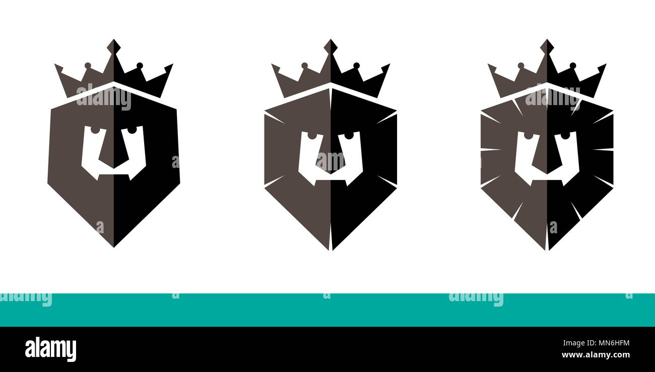 Schematische Leiter der Löwe, der in der Krone logo Stock Vektor