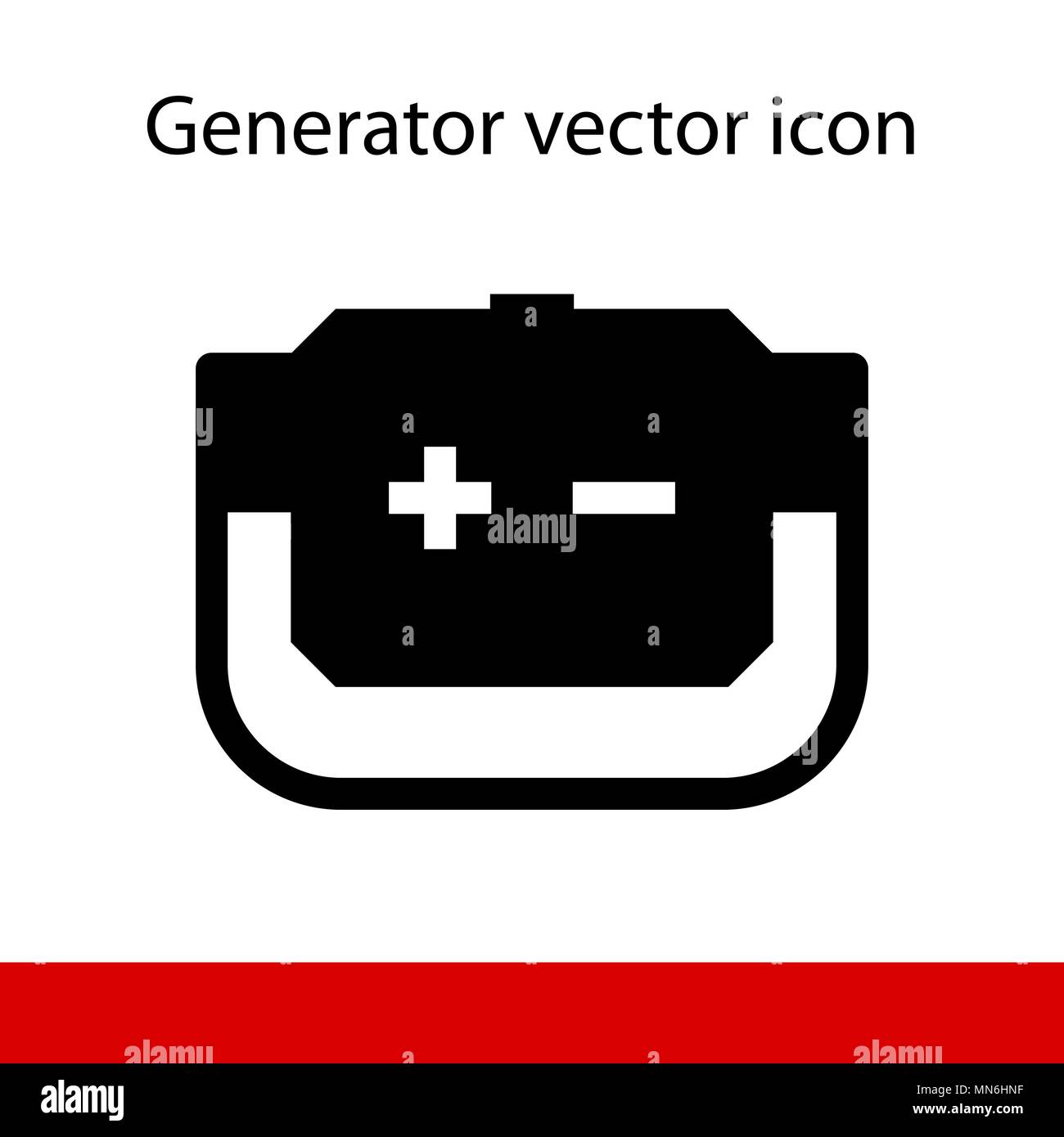 Schwarze Silhouette der Generator mit Plus und Minus auf weißem Hintergrund Stock Vektor