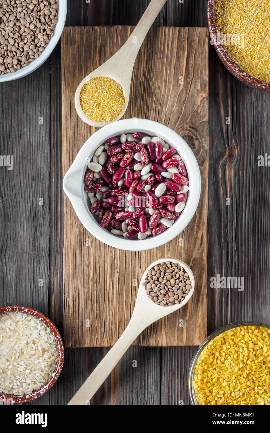 Satz Traditionelle organische vegan Zutat Super Essen im Nahen Osten und in der asiatischen Küche Getreide Stockfoto