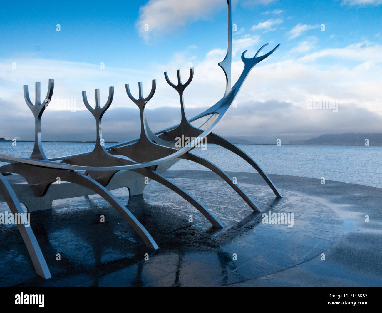 Sun Voyager viking Boot Skulptur, Reykjavik, Island Stockfoto