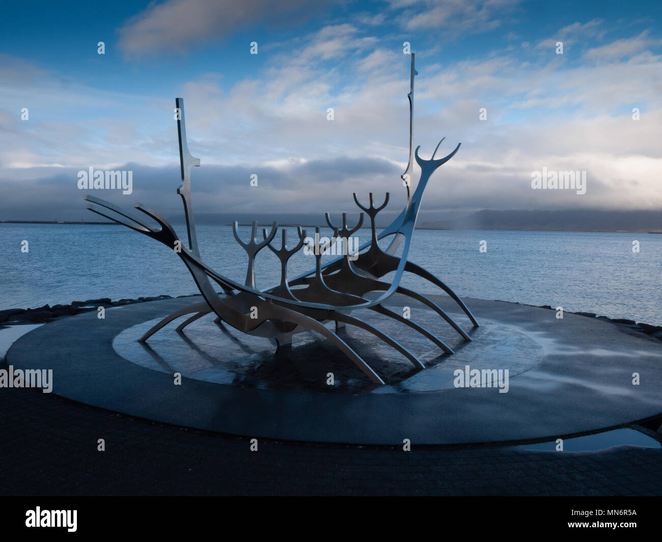 Sun Voyager viking Boot Skulptur, Reykjavik, Island Stockfoto