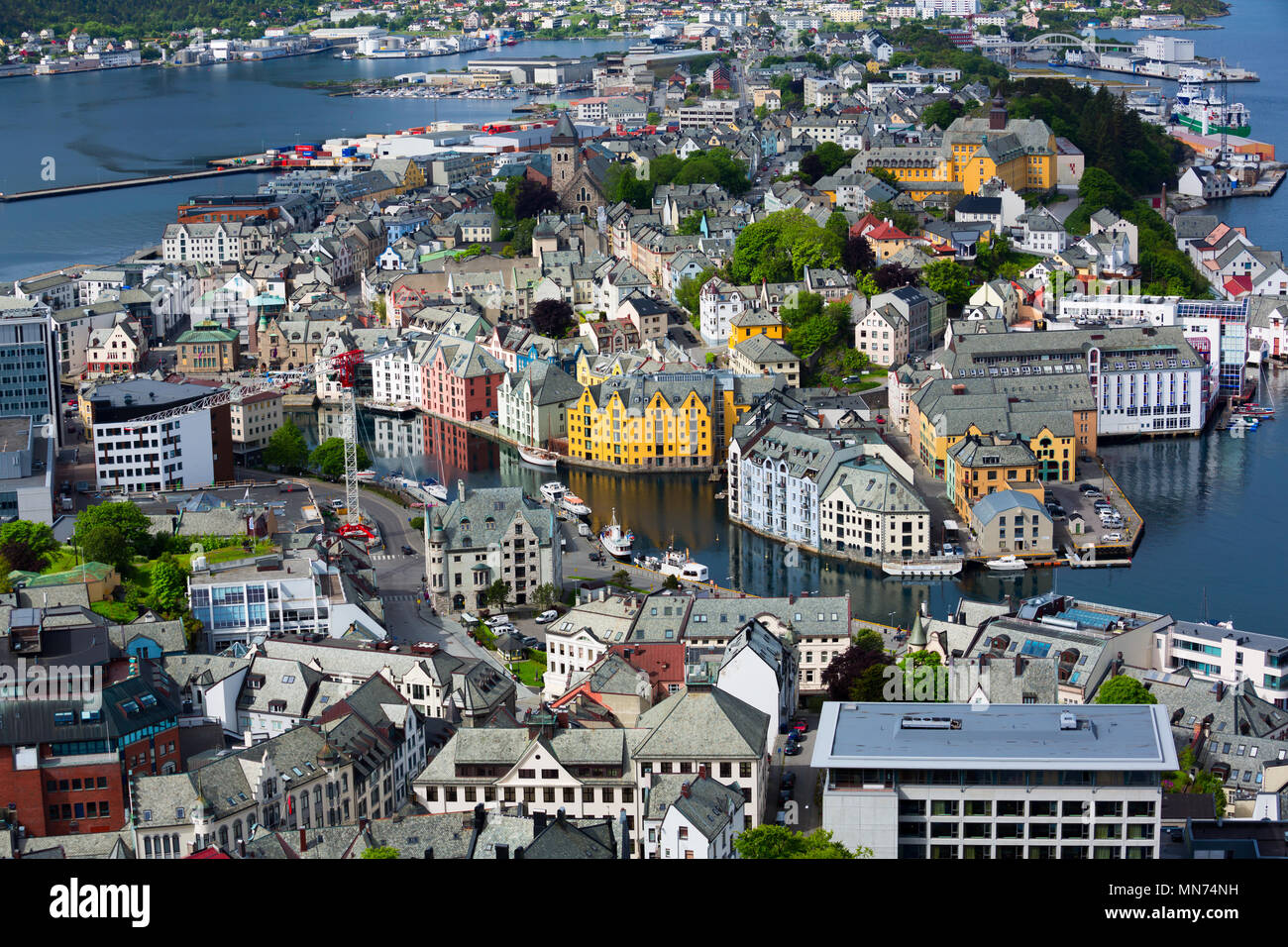 Aksla an die Stadt Alesund in Norwegen Stockfoto