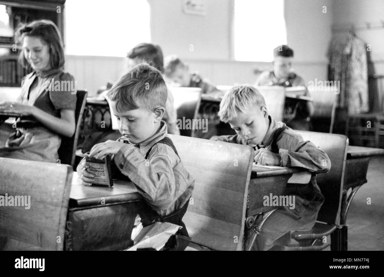 Studenten in ländlichen Schulzimmer, Wisconsin, USA, John vachon für US-Umsiedlung Verwaltung, September 1939 Stockfoto