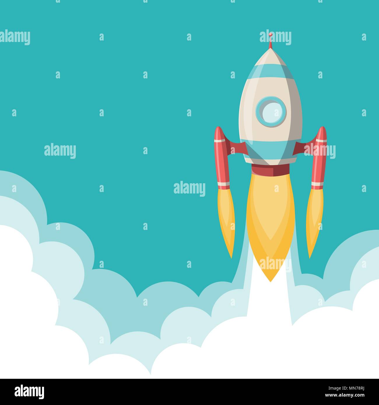 Space Rocket Launch mit Raum für Text Stock Vektor