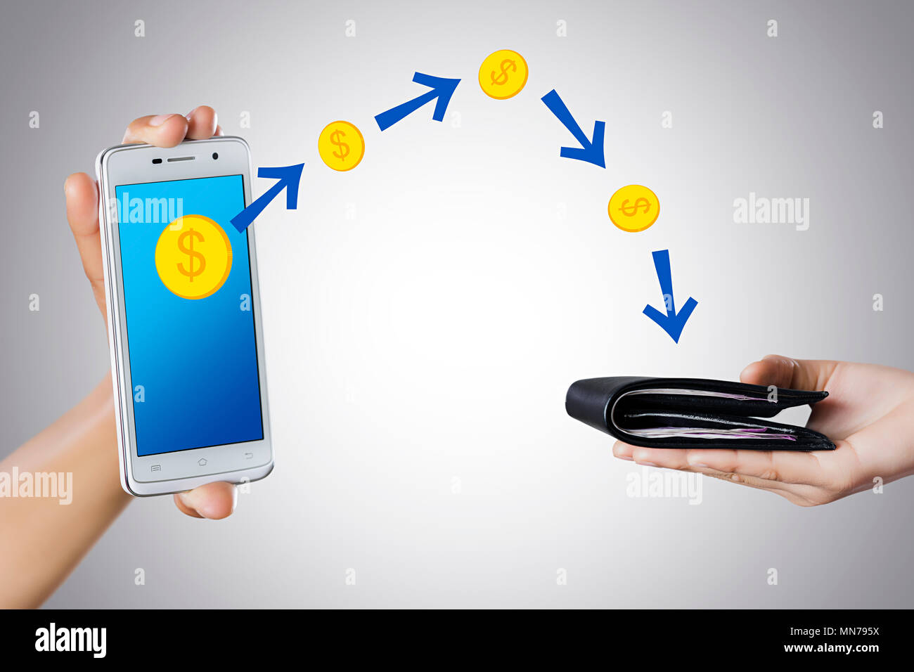 Mobile Banking Online Payment, Money Transfer und E-Wallet Konzept lieferbar Abbildung: Stockfoto