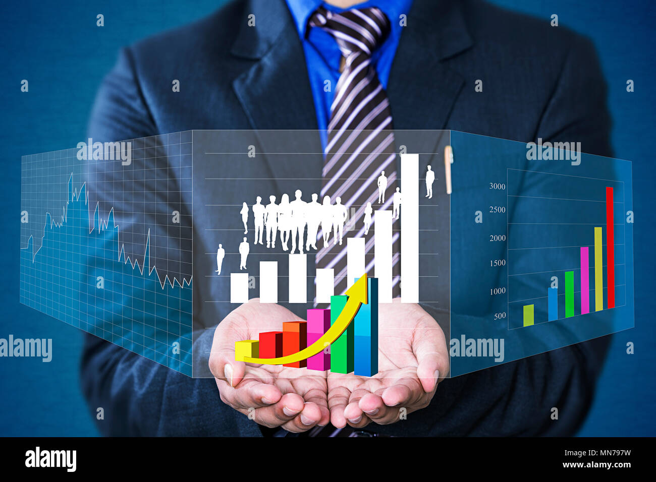 1 Business männlichen Übersicht Graph-Bildschirm Börse Wachstum Stockfoto