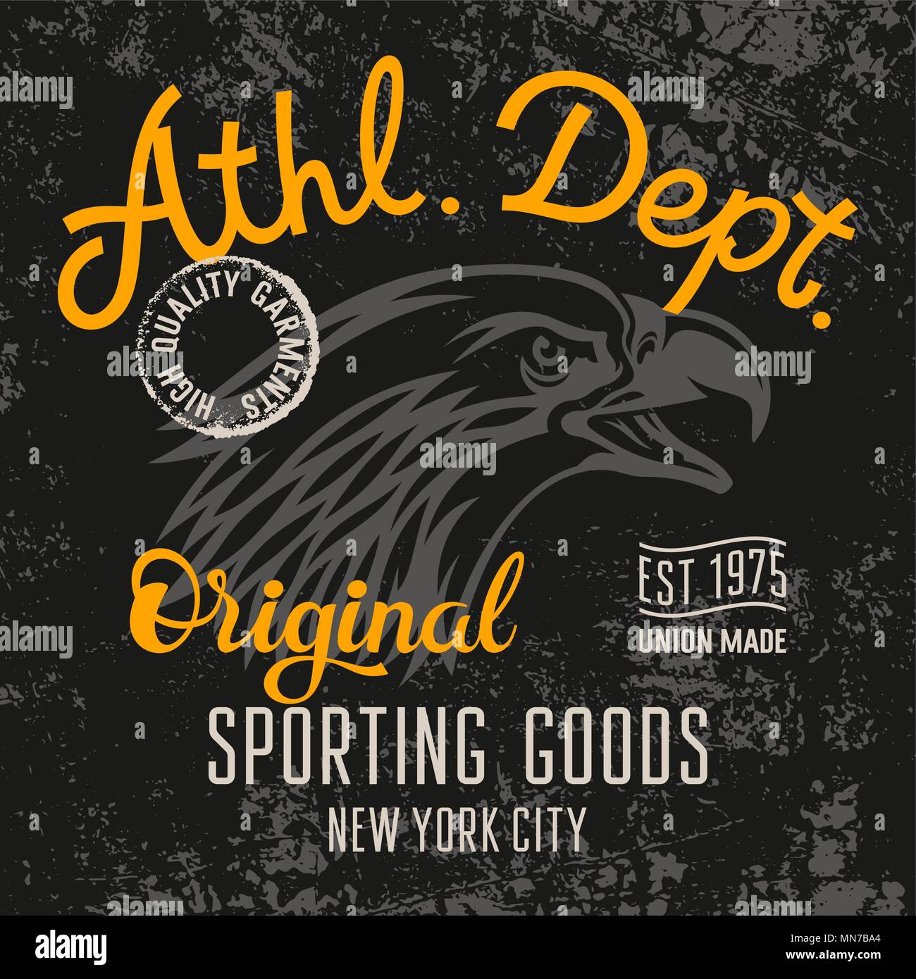 Eagle T-Shirt graphics/Athletic Dept Vintage Typografie/Original Graphic Tee/Grunge Textur Stock Vektor