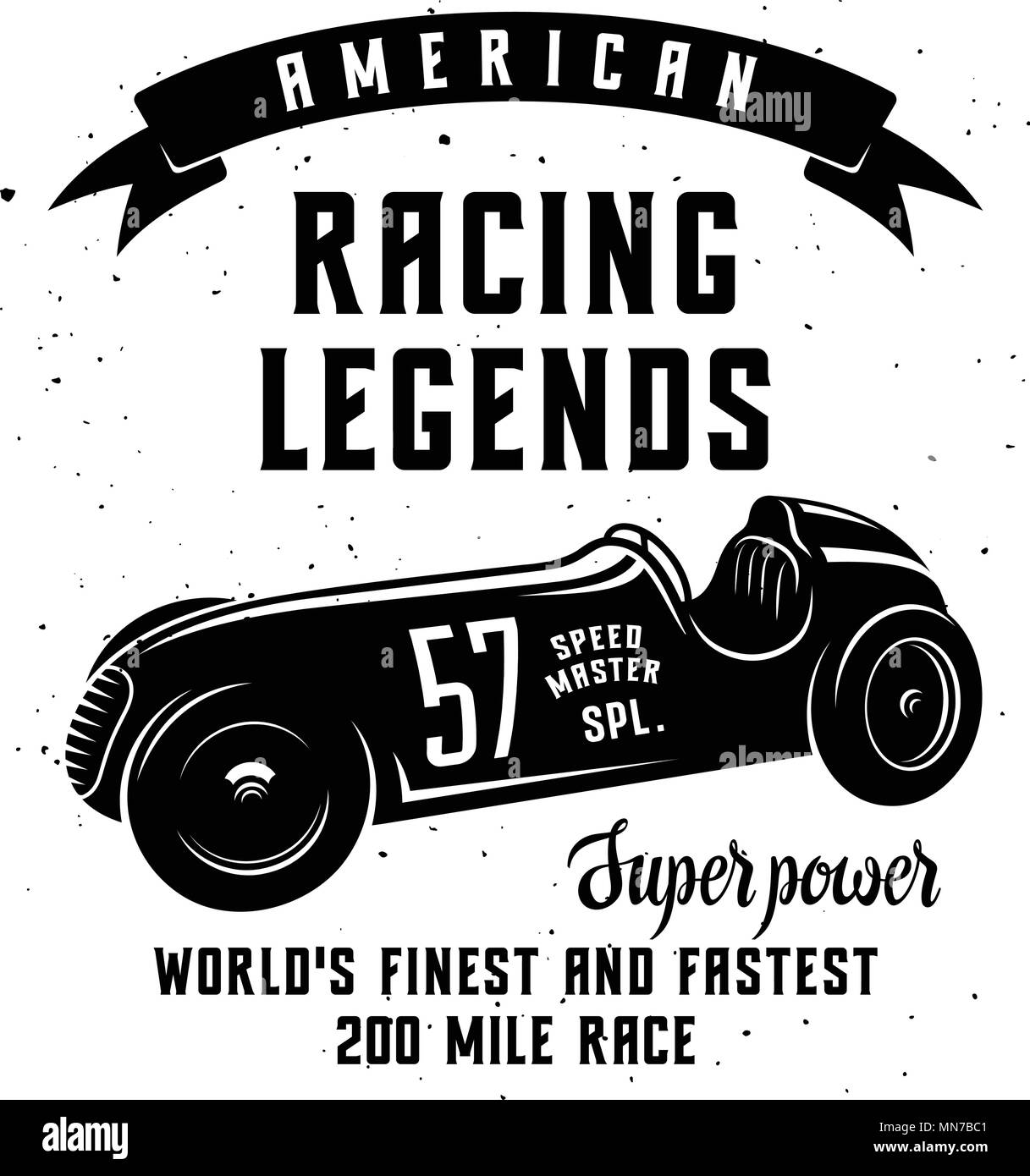 Racing Car t-shirt graphics/Speed Racer Graphic Tee/American Car Race Vintage Poster Stock Vektor
