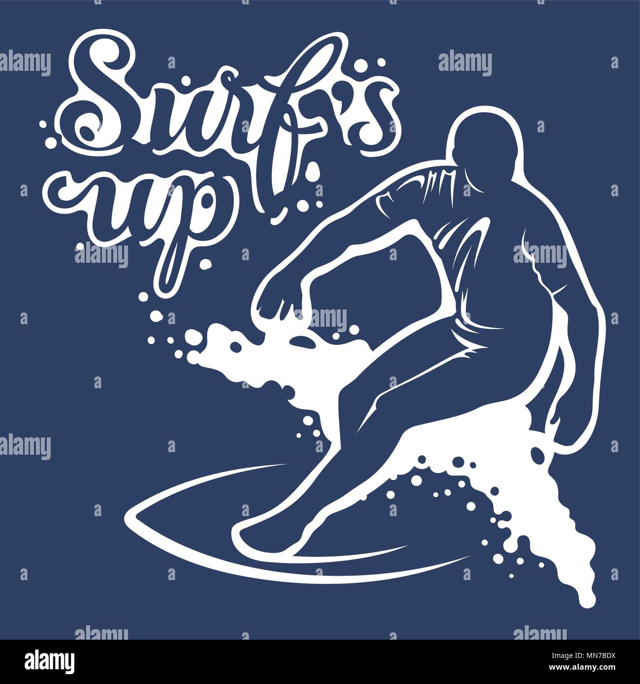 Surfen Artwork. Surf's Up. T-shirt Bekleidung Grafiken drucken. Original Grafiken T-Stück Stock Vektor