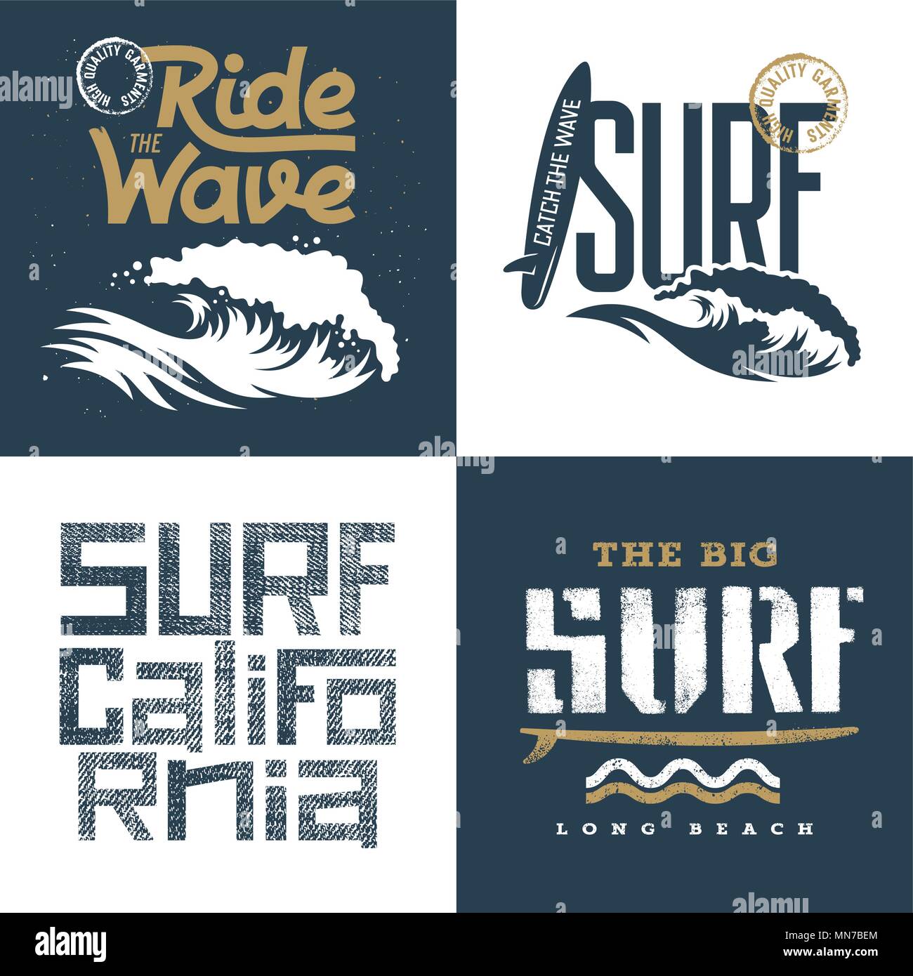 Surfen Kunstwerke set/Surfrider print Design/T-shirt Bekleidung drucken Grafiken/Original Graphic Tee Stock Vektor