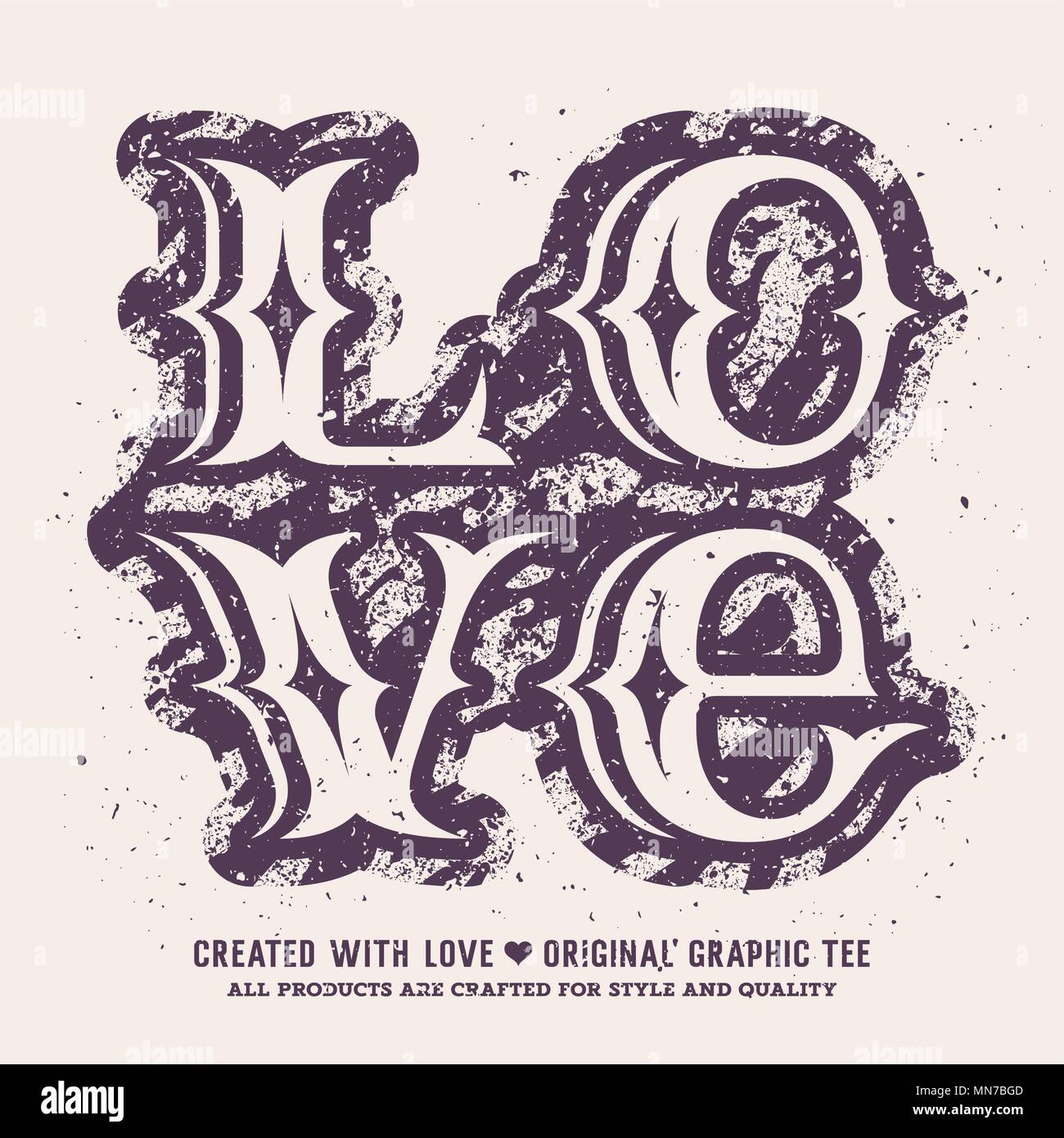 Liebe Schriftzug. Valentines Tag romantische Vector Illustration. T-shirt Bekleidung Grafiken drucken. Original Graphic Tee Stock Vektor